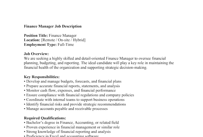 write professional job descriptions and HR job posts